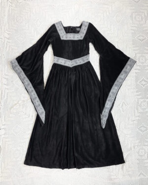 leonardo carbone black velvet medieval dress size xs eu34/36