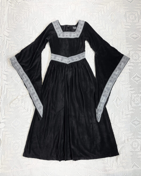 leonardo carbone black velvet medieval dress size xs eu34/36