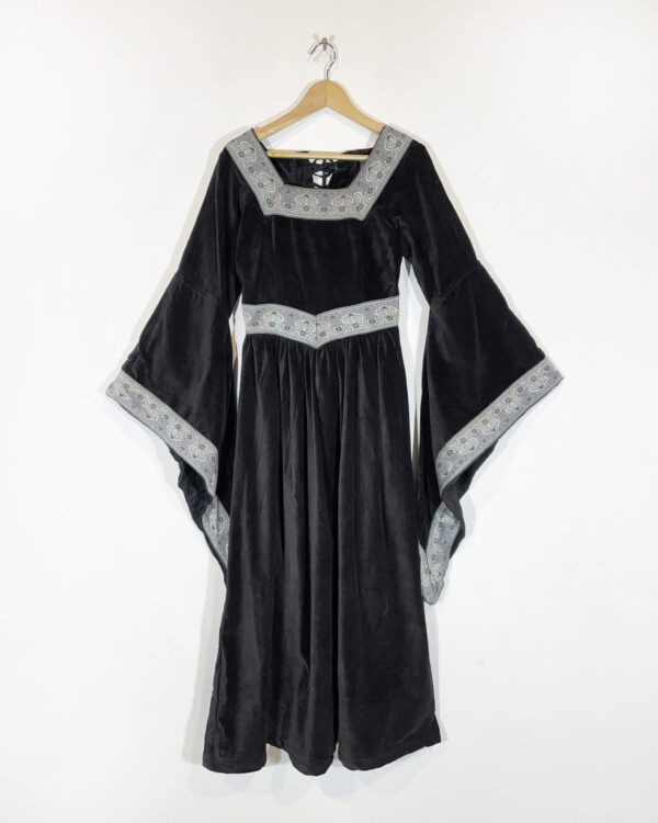leonardo carbone black velvet medieval dress size xs eu34/36