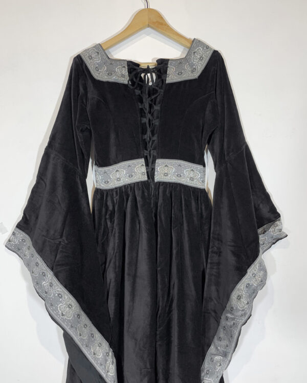 leonardo carbone black velvet medieval dress size xs eu34/36