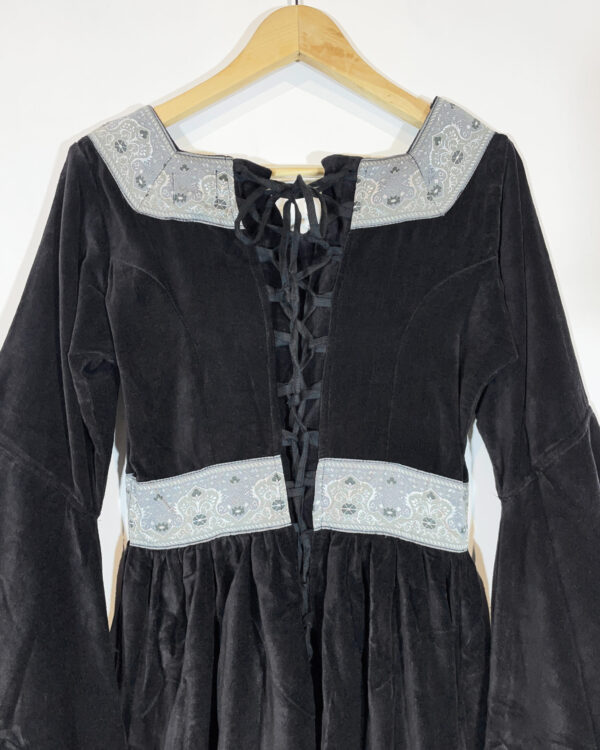 leonardo carbone black velvet medieval dress size xs eu34/36
