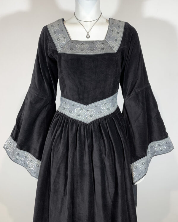 leonardo carbone black velvet medieval dress size xs eu34/36