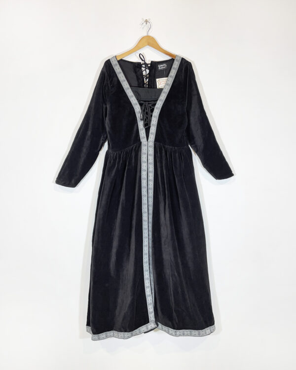 leonardo carbone black velvet medieval dress size l/xl eu40/42