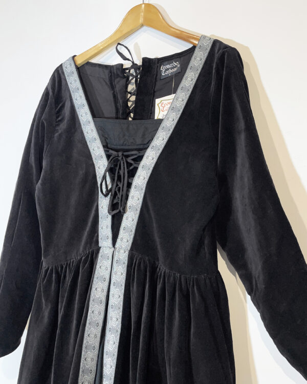 leonardo carbone black velvet medieval dress size l/xl eu40/42