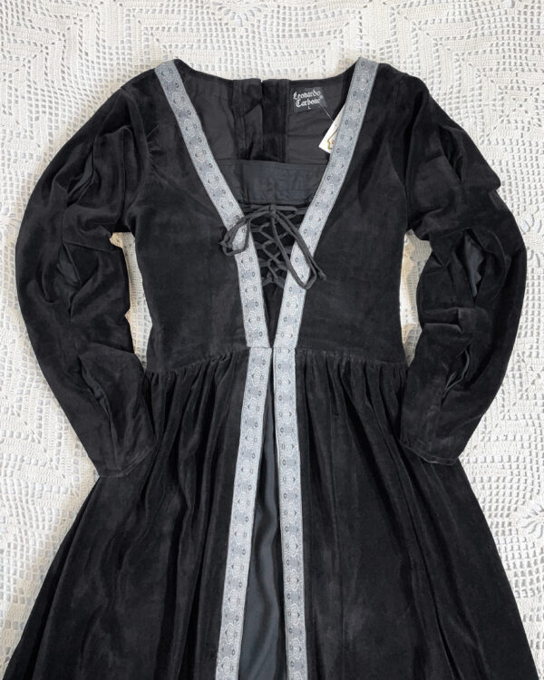leonardo carbone black velvet medieval dress size l/xl eu40/42