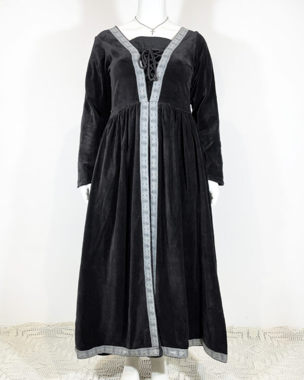 leonardo carbone black velvet medieval dress size l/xl eu40/42