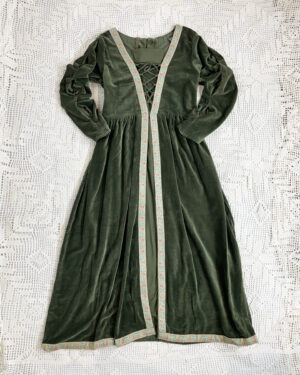 leonardo carbone green velvet medieval dress size xxl eu44/46