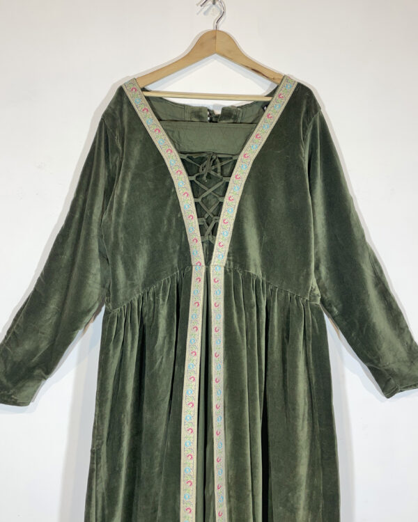 leonardo carbone green velvet medieval dress size xxl eu44/46