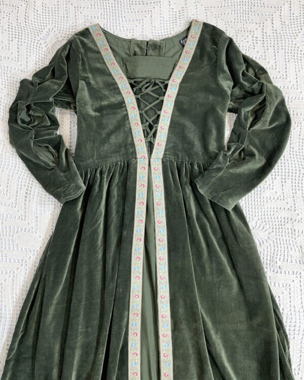 leonardo carbone green velvet medieval dress size xxl eu44/46