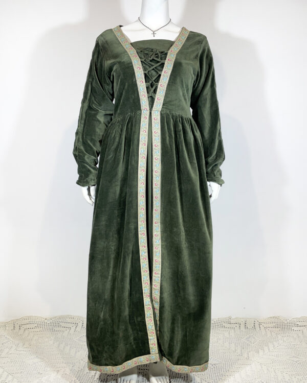 leonardo carbone green velvet medieval dress size xxl eu44/46