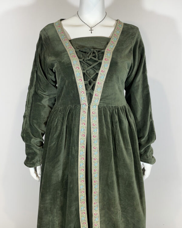 leonardo carbone green velvet medieval dress size xxl eu44/46