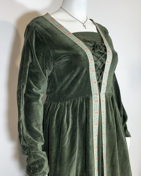 leonardo carbone green velvet medieval dress size xxl eu44/46