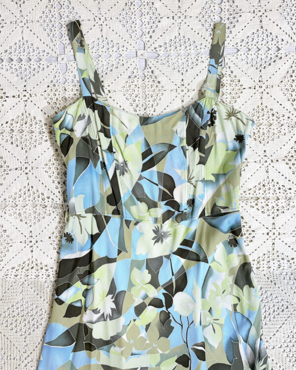 vintage green patterned dress eu38