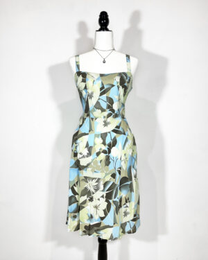 vintage green patterned dress eu38