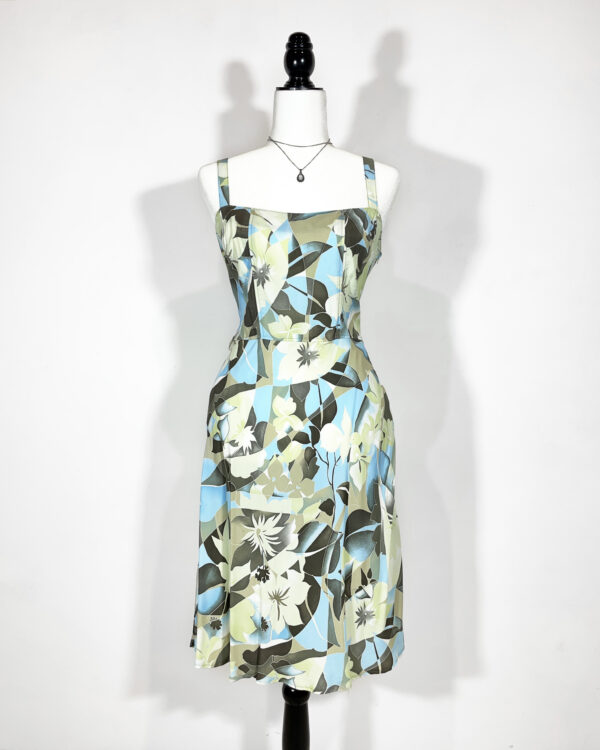 vintage green patterned dress eu38