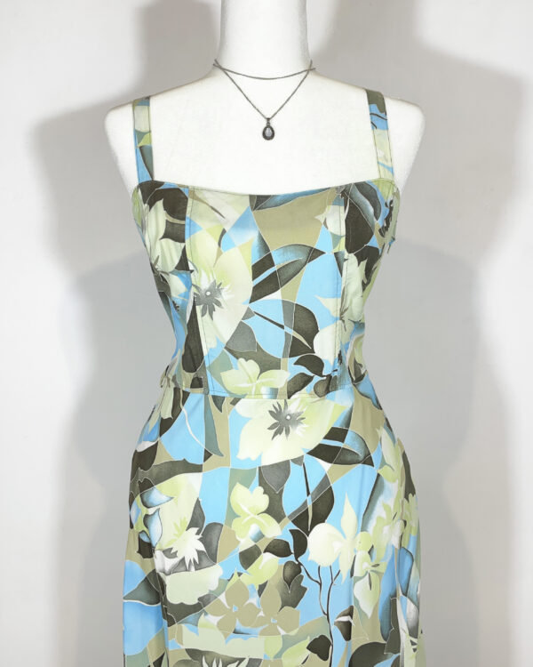 vintage green patterned dress eu38