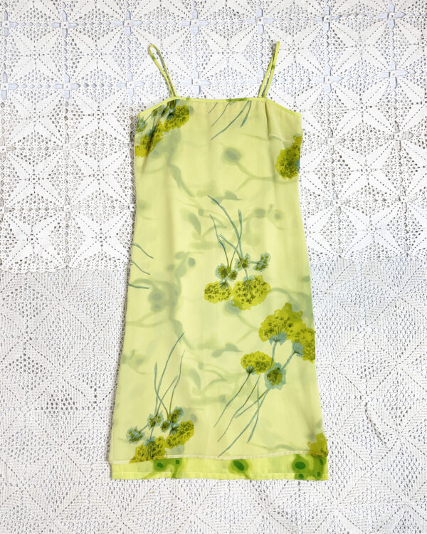 vintage 90s green floral dress eu36/38
