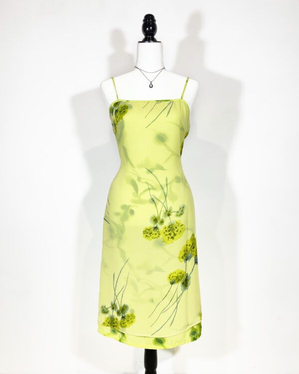 vintage 90s green floral dress eu36/38