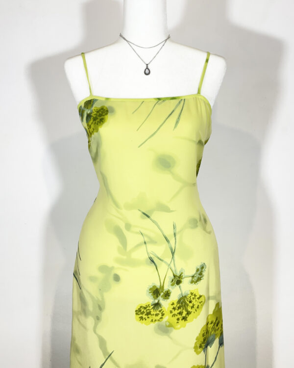 vintage 90s green floral dress eu36/38