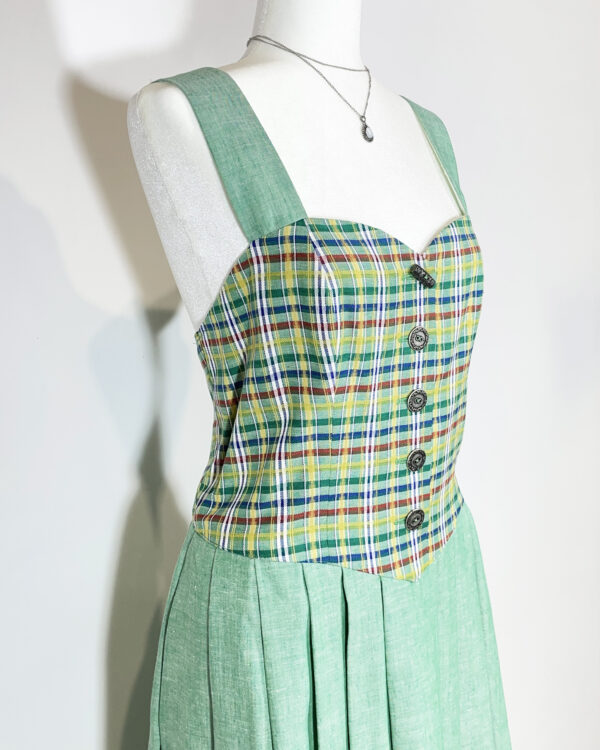 vintage green checked trachten dress eu42