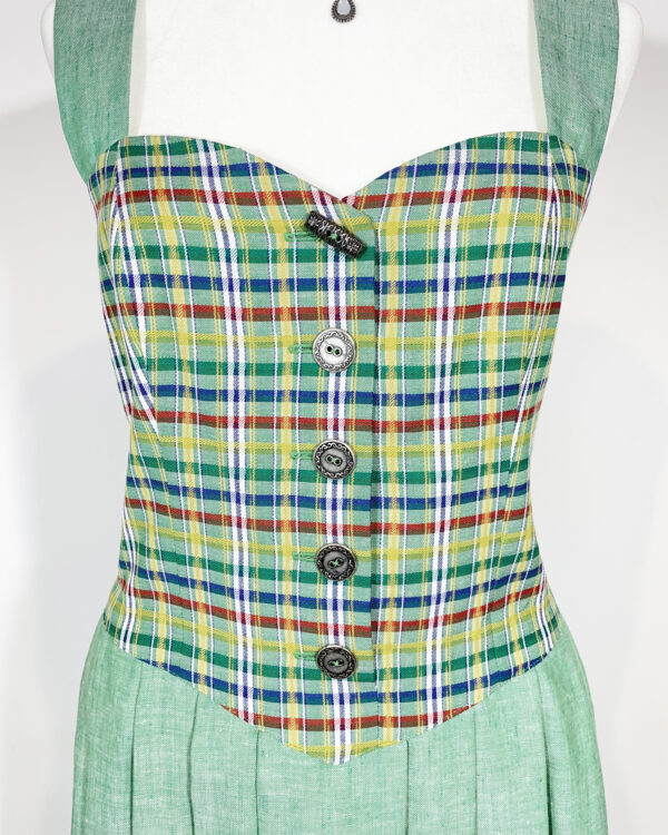 vintage green checked trachten dress eu42