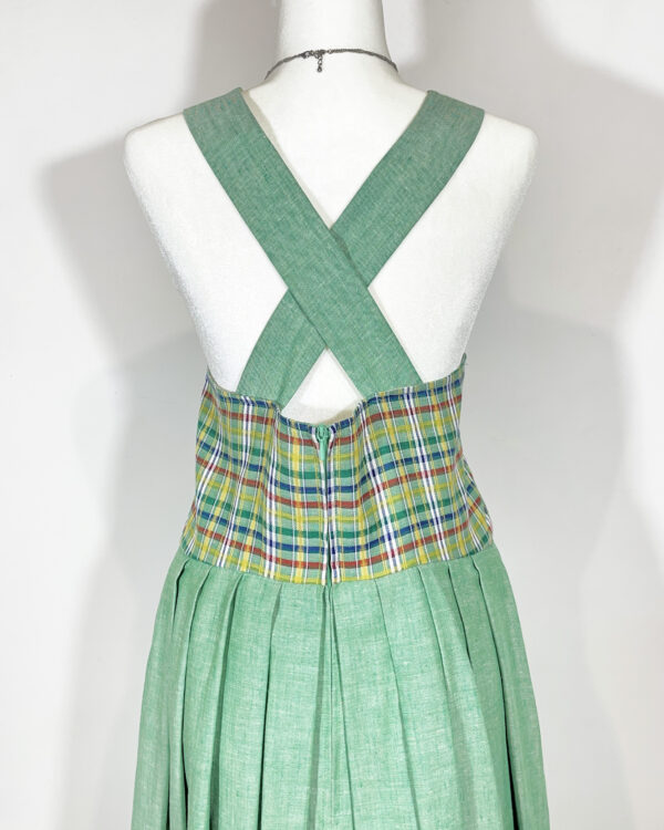 vintage green checked trachten dress eu42