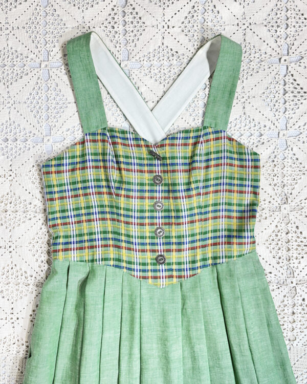 vintage green checked trachten dress eu42