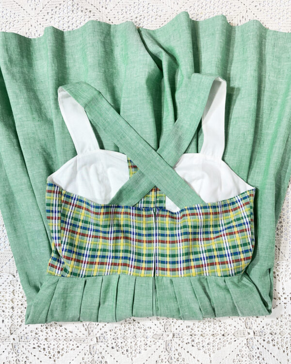 vintage green checked trachten dress eu42
