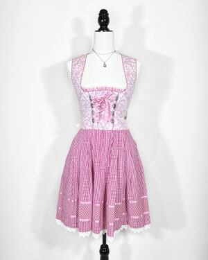 vintage green checked trachten dress eu42