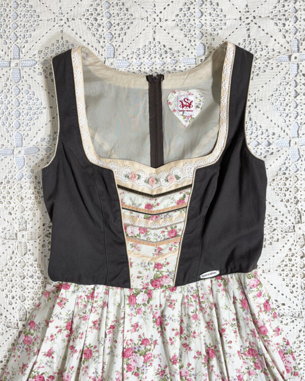 vintage green checked trachten dress eu42