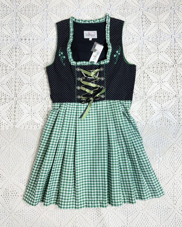 vintage green checked trachten dress eu42