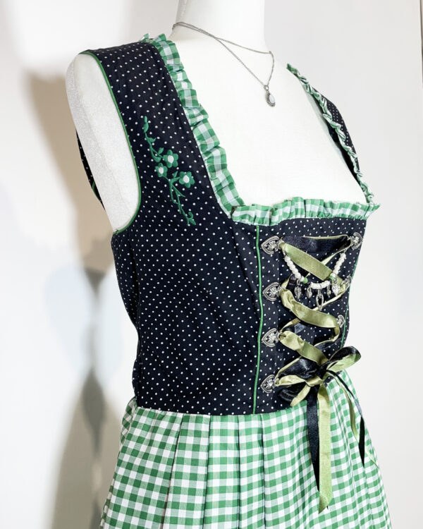 vintage green checked trachten dress eu42