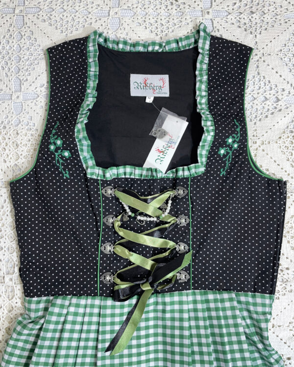 vintage green checked trachten dress eu42