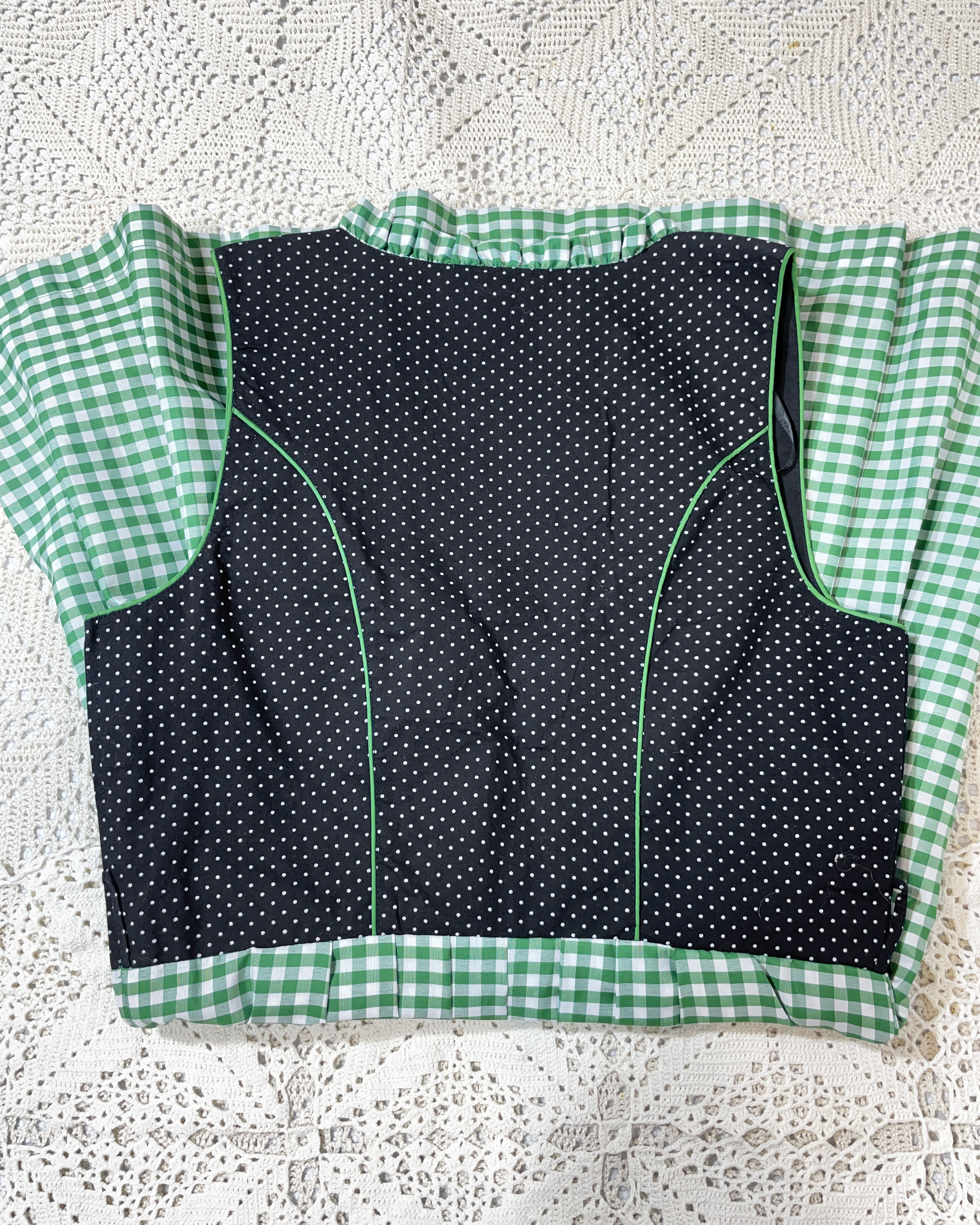 vintage green checked trachten dress eu42