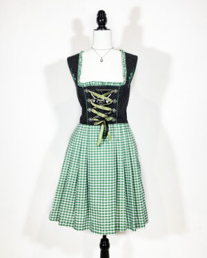 vintage green checked trachten dress eu42