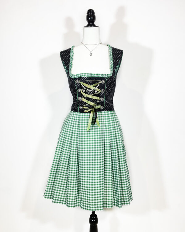 vintage green checked trachten dress eu42