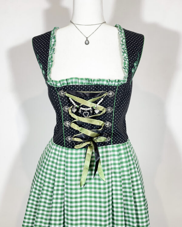vintage green checked trachten dress eu42